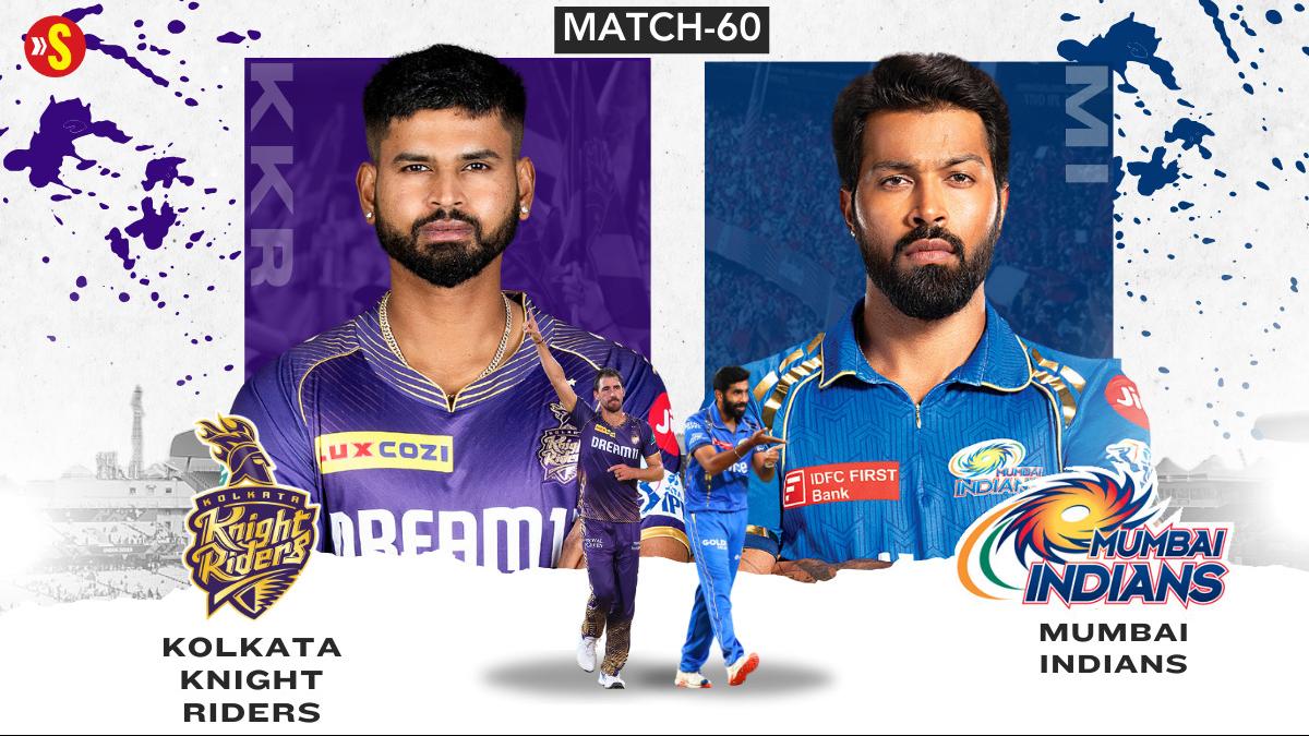 KKR vs MI Live Score IPL 2024: Kolkata Knights Riders looks to seal playoff spot with win vs Mumbai Indians; Toss at 7 PM